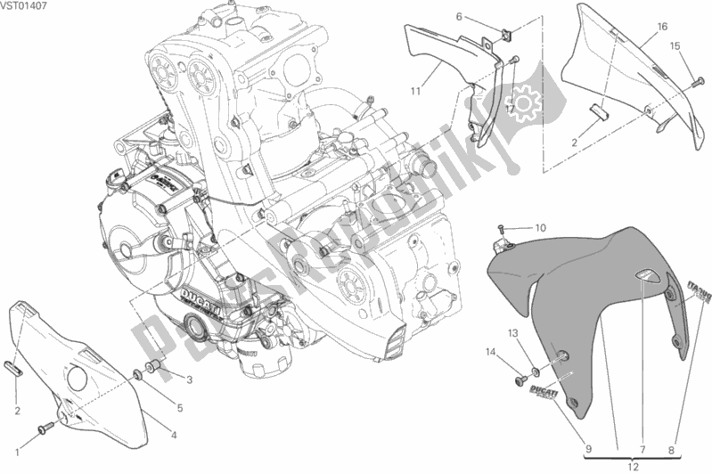 All parts for the Half Fairing of the Ducati Monster 821 Brasil 2015